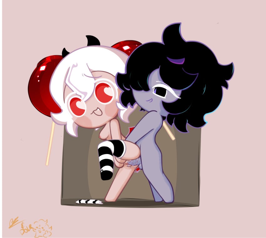black_sapphire_cookie candy_apple candy_apple_cookie cookie_run cookie_run_kingdom cryankiebuillar cum cum_in_pussy cum_inside heart-shaped_pupils leg_up looking_at_another looking_pleasured nipples nude nude_female nude_male oerba_yun_fang purple_hair purple_skin pussy soff_doll tagme vaginal_penetration wet_penis wet_pussy white_hair