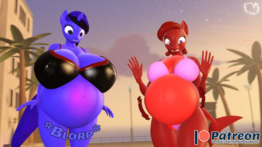 big_breasts bikini blueberry_inflation breasts cleavage female furry huge_breasts inflation tagme thick_thighs vanithepone wide_hips