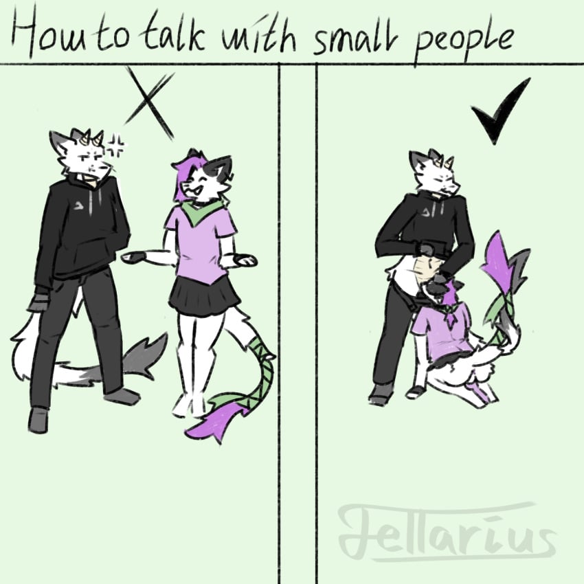 1:1 anthro anus ass balls bottomwear canid canine clothed clothed/nude clothing digital_media_(artwork) dragon duo english_text erection fellarius fellatio fox fur genitals hair half_naked hi_res horn how_to_talk_to_short_people male male/male mammal meme mythological_creature mythological_scalie mythology nude oral partially_clothed penile penis raised_bottomwear raised_clothing raised_skirt raised_tail scalie sex simple_background skirt tail taur text