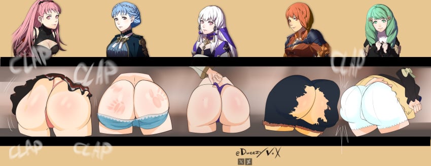 5girls ass ass_chart ass_clapping ass_cleavage ass_comparison ass_focus ass_size_difference ass_to_ass big_ass bubble_butt butt_bump butt_crack clapping_cheeks dat_ass dweezyvox fat_ass female female_only fire_emblem fire_emblem:_three_houses flayn_(fire_emblem) hand_print hand_print_on_ass hilda_valentine_goneril huge_ass large_ass leonie_pinelli lysithea_von_ordelia marianne_von_edmund panties pantylines png shorts thick_ass thick_thighs thong twerking wide_hips