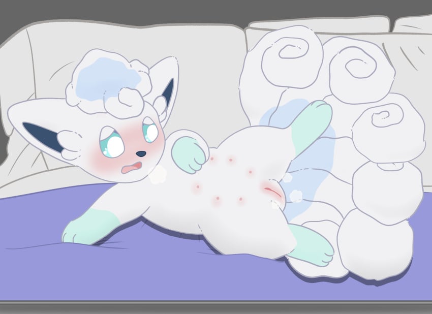 81yffulfmm alolan_form alolan_vulpix aroused bed bed_sheet bedding blush bodily_fluids body_blush female feral fluffy fluffy_tail fur furniture generation_7_pokemon genital_fluids genitals glistening glistening_eyes hi_res humanoid_genitalia humanoid_genitalia_on_feral humanoid_pussy humanoid_pussy_on_feral in_heat leaking leg_markings markings multi_tail multicolored_body multicolored_fur needy nintendo nipples on_bed open_mouth pillow pokemon pokemon_(species) pussy pussy_blush quadruped raised_leg regional_form_(pokemon) socks_(marking) solo spread_legs spreading tail vaginal_fluids vulpix white_body white_fur