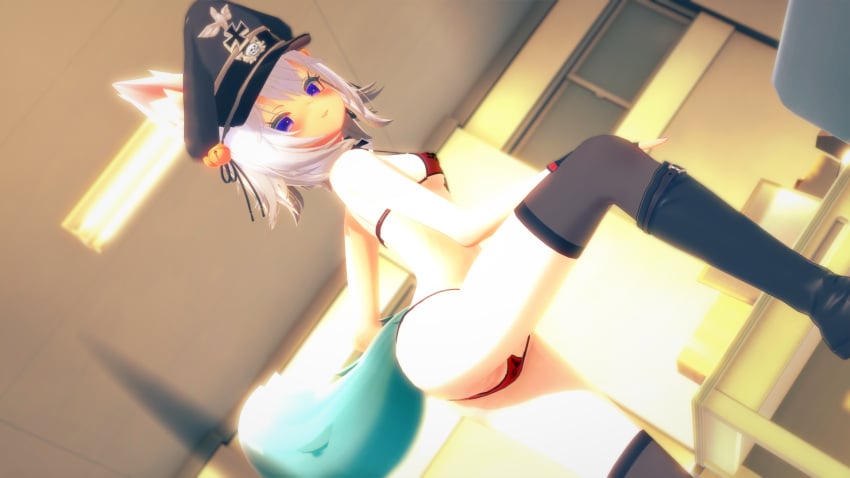 3d ass bikini bikini_bottom bikini_top boots breasts cute female female_focus female_only filian filian_(vtuber) gerwazy indie_virtual_youtuber iron_cross kneesocks koikatsu legs_up military military_hat nazi nazi_armband small_boobs small_breasts soldier streamer swastika tagme virtual_youtuber vtuber white_hair ww2