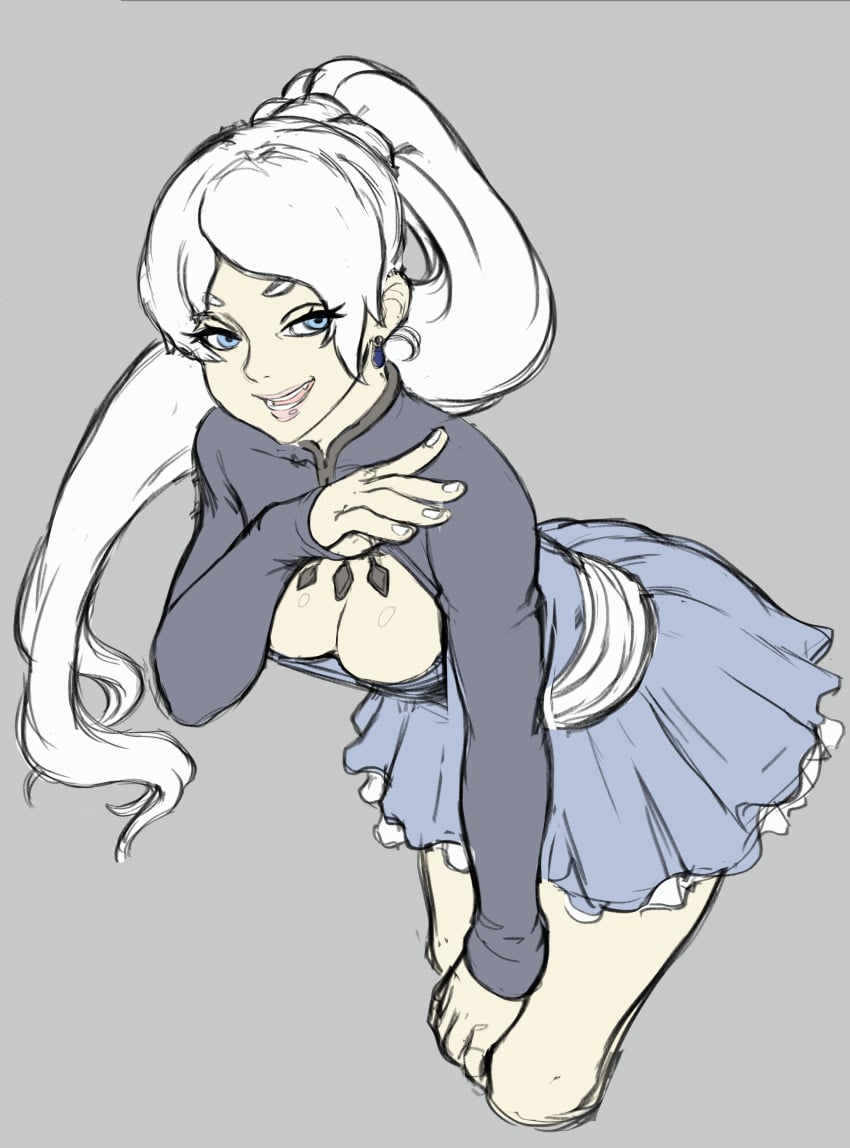 cleavage cleavage_cutout galactic_overlord low_cut_dress weiss_schnee