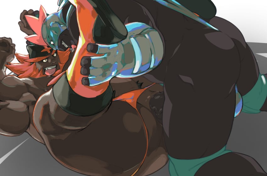 2boys :p abs anal ass bara beard bikini_briefs body_hair claw_pose cowboy_shot dark-skinned_male dark_skin dizdoodz erection face-to-face facial_hair feraligatr foreskin gay head_tilt highres incineroar leg_grab looking_at_viewer luchador luchador_mask male male/male male_focus male_only male_pubic_hair multiple_boys muscular muscular_male navel navel_hair nipples pectorals penis personification pokemon pubic_hair red_footwear red_hair sex short_hair simple_background spread_legs thick_eyebrows thick_thighs thighs tongue tongue_out uncensored veins veiny_penis wrestler wrestling_mask wrestling_outfit yaoi yellow_eyes