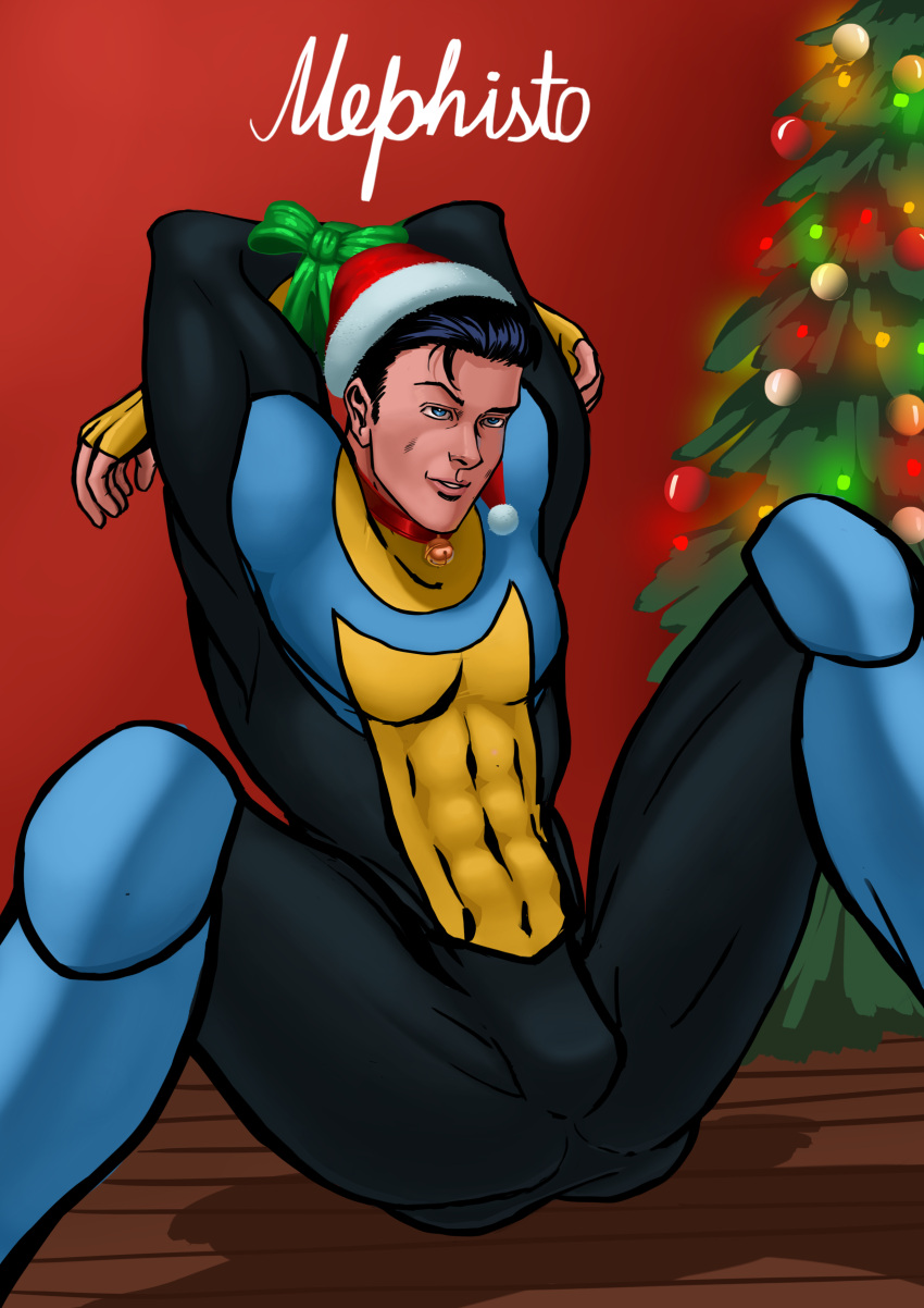 1boy bara bulge christmas gay holidays invincible male male_only mark_grayson mephisto mephisto(artist) santa_hat suit yaoi