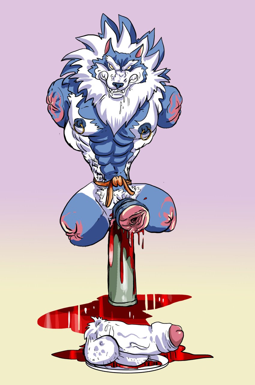 2020 amputee anal_insertion anal_penetration angry anthro artificial_vagina bad_end bleeding blood blue_fur body_modification breasts castrated castration castration_(cutting) cbt cock_and_ball_torture commission darkstalkers fleshlight furry gallon genital_mutilation gore guro impaled impalement jon_talbain male male_only muscular muscular_male neutered nipple_piercing nipple_rings onahole_in_hole penectomy penis plate quadruple_amputee severed_genitals severed_penis severed_scrotum slaveryart solo_male stitches torture two_tone_fur vampire_savior were werewolf white_fur