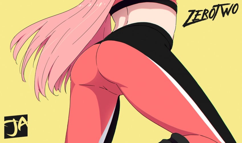 1girls ass clothed clothing darling_in_the_franxx female female_focus female_only fit fitness j_adsen solo solo_female solo_focus sportswear zero_two_(darling_in_the_franxx)