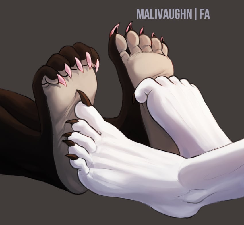 anthro caressing_with_foot claws feet feet_up footsie fur furry malivaughn stroking_with_feet tickling