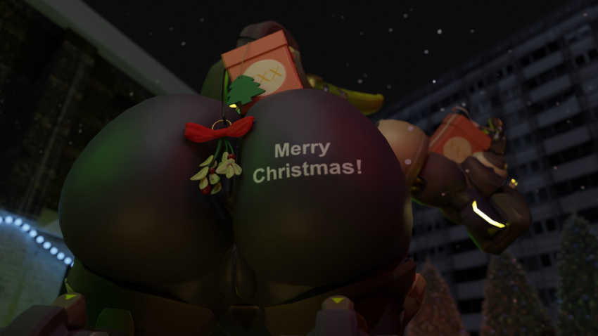 1girls 3d anus ass ass_focus big_ass blizzard_entertainment christmas huge_ass mistletoe omnic orisa overwatch pussy robot robot_girl snips456 snips456fur solo