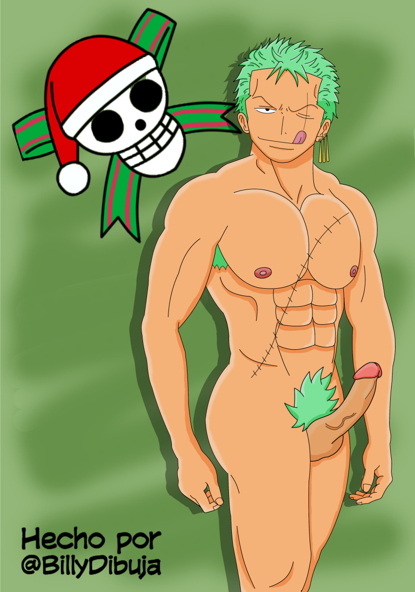 big_penis billydibuja green_hair green_pubic_hair male_only one_piece pubic_hair roronoa_zoro solo_male