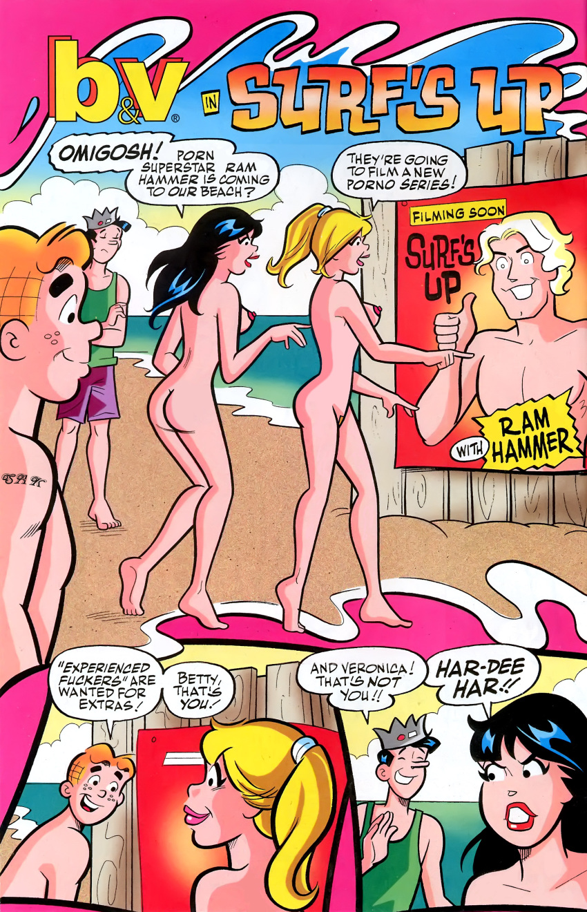 2girls archie_andrews archie_comics betty_and_veronica betty_cooper black_hair blonde_hair breasts female jughead_jones multiple_girls nude sak veronica_lodge yuri