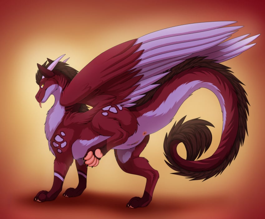 2020 anus ass dragon feathered_wings feathers female feral fur furred_dragon genitals hindpaw horn looking_at_viewer looking_back nude original_character pawpads paws presenting presenting_hindquarters presenting_pussy pussy raised_tail solo tongue tongue_out wings zetsin