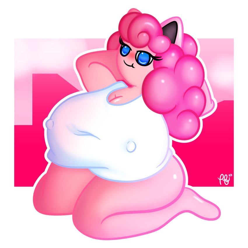 2020 absurd_res anthro big_breasts breasts game_freak huge_breasts jigglypuff katie_(puffylover69) nintendo nipples nipples_visible_through_clothing pink_theme pokemon pokemon_(species) puffylover69 self_upload thick_thighs