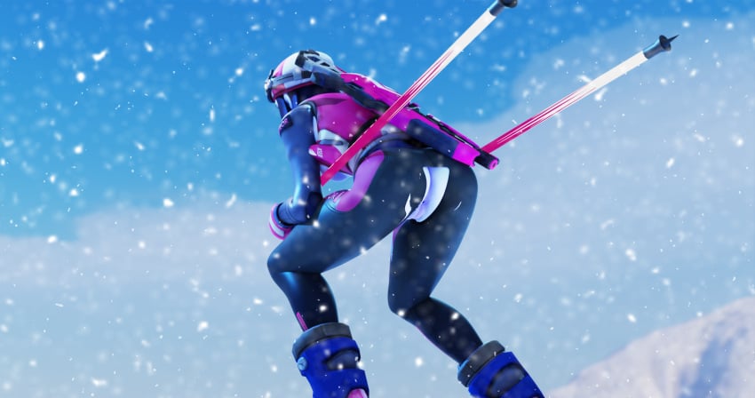 1girls 3d alternate_costume anus ass biathlon biathlon_widowmaker big_ass blizzard_entertainment blue_hair blue_skin breasts fjvnb overwatch pussy ski skiing snow solo sport torn_clothes torn_legwear widowmaker