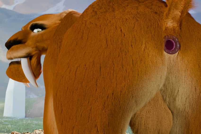 3d_(artwork) anus ass balls blue_sky_studios diego_(ice_age) digital_media_(artwork) felid feral gaping gaping_anus genitals ice_age_(series) male mammal mikeiscool12345 presenting presenting_anus presenting_hindquarters saber-toothed_tiger