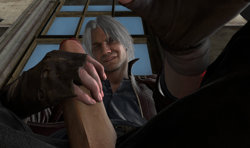 3d dante dante_(devil_may_cry) devil_may_cry dick male male_focus male_only masturbation solo_male white_hair