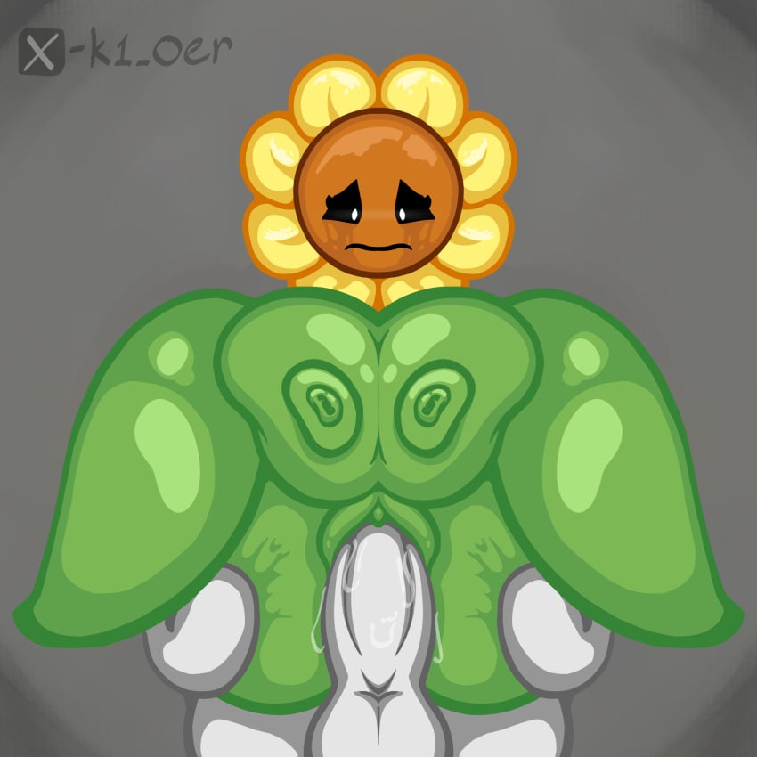 1boy 1girls 69_position big_balls big_breasts big_butt big_penis crying disgusted disgusted_look female green_body huge_ass huge_breasts huge_butt huge_cock human_on_plantie large_breasts male penis plantie plants_vs_zombies pussy sex sunflower sunflower_(pvz) thick_thighs