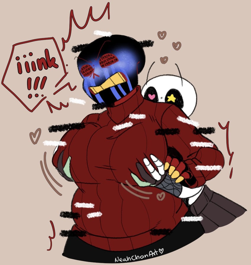 1boy 1girls 2d breast_squeeze breasts error_sans error_sans_(fan_character) female groping groping_breasts groping_from_behind ink_sans ink_sans_(fan_character) male neahchanart sans sanscest skeleton tagme undertail undertale undertale_(series) undertale_au