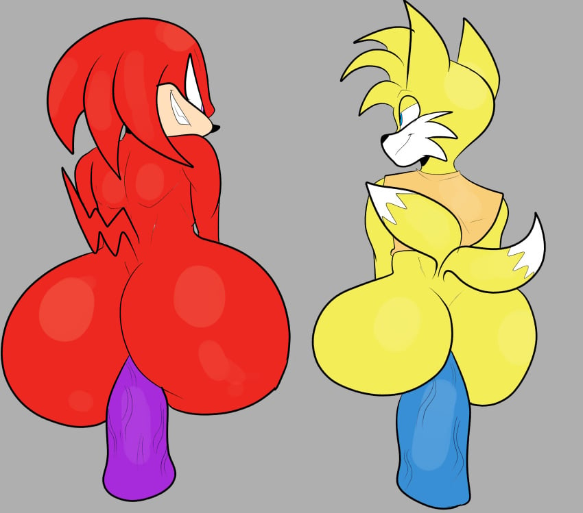 2boys ass ass_focus big_ass big_ass_(male) dildo dildo_in_ass dildo_sitting femboy gay girly knuckles_the_echidna looking_at_partner looking_pleasured male_only sega sonic_(series) sonic_the_hedgehog_(series) susknuckles tails tails_the_fox