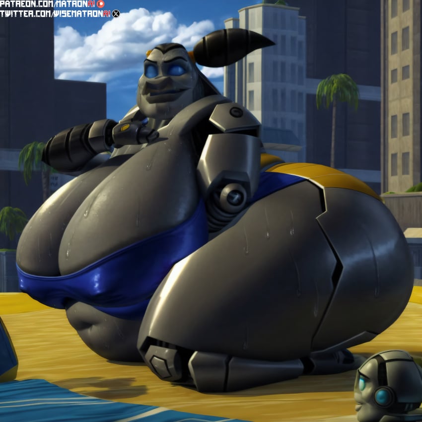 1girls 4k ai_generated bbw belly big_belly big_breasts breasts curvy curvy_female curvy_figure fat female female_only helga_(ratchet_and_clank) highres huge_thighs large_ass large_breasts machine massive_thighs matronai_(artist) obese obese_female overweight overweight_female patreon patreon_username pinup ratchet_and_clank robot solo solo_female solo_focus sony_interactive_entertainment ssbbw stable_diffusion sweat sweating swimsuit thick thick_ass thick_hips thick_thighs twitter_username video_games voluptuous wide_hips