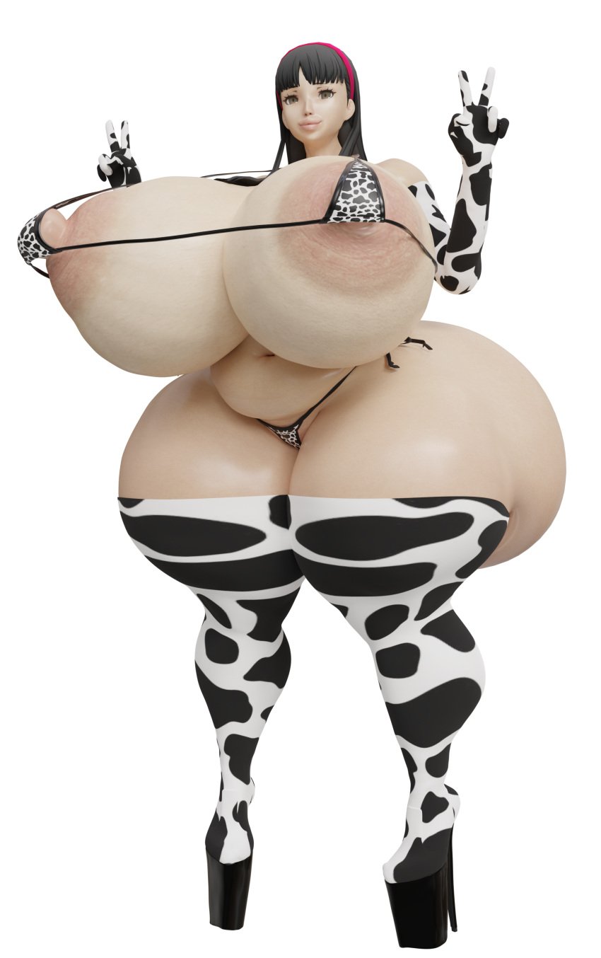 3d 3d_(artwork) 3d_model alternate_breast_size alternate_version_available amagi_yukiko ass atlus big_ass big_breasts bimbo bimbo_lips black_hair bubble_ass bubble_butt busty busty_female cowprint cowprint_bikini cowprint_bra cowprint_leggings cowprint_legwear cowprint_lingerie cowprint_panties cowprint_thighhighs curvy curvy_female dumptruck_ass high_resolution highres huge_ass huge_breasts large_breasts light-skinned_female lips long_hair massive_ass massive_breasts massive_butt massive_thighs pale-skinned_female peace_sign persona persona_4 pink_lips pink_lipstick sega slanted_eyes venus_body voluptuous voluptuous_female xtrofaq yukiko_amari