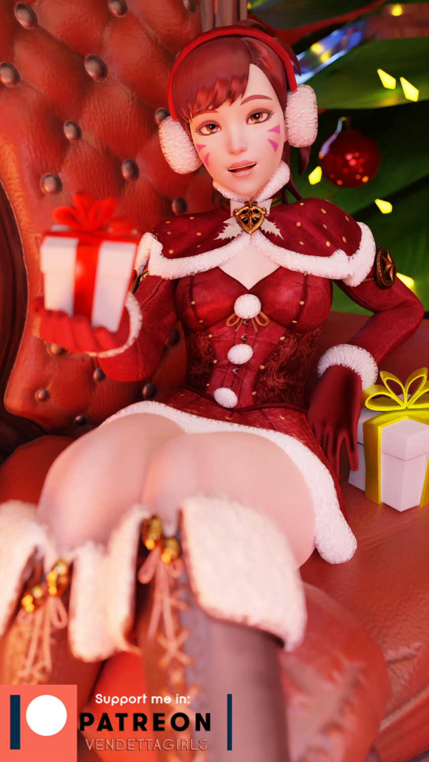 3d blender christmas christmas_dress d.va overwatch overwatch_2 patreon vendettagirls