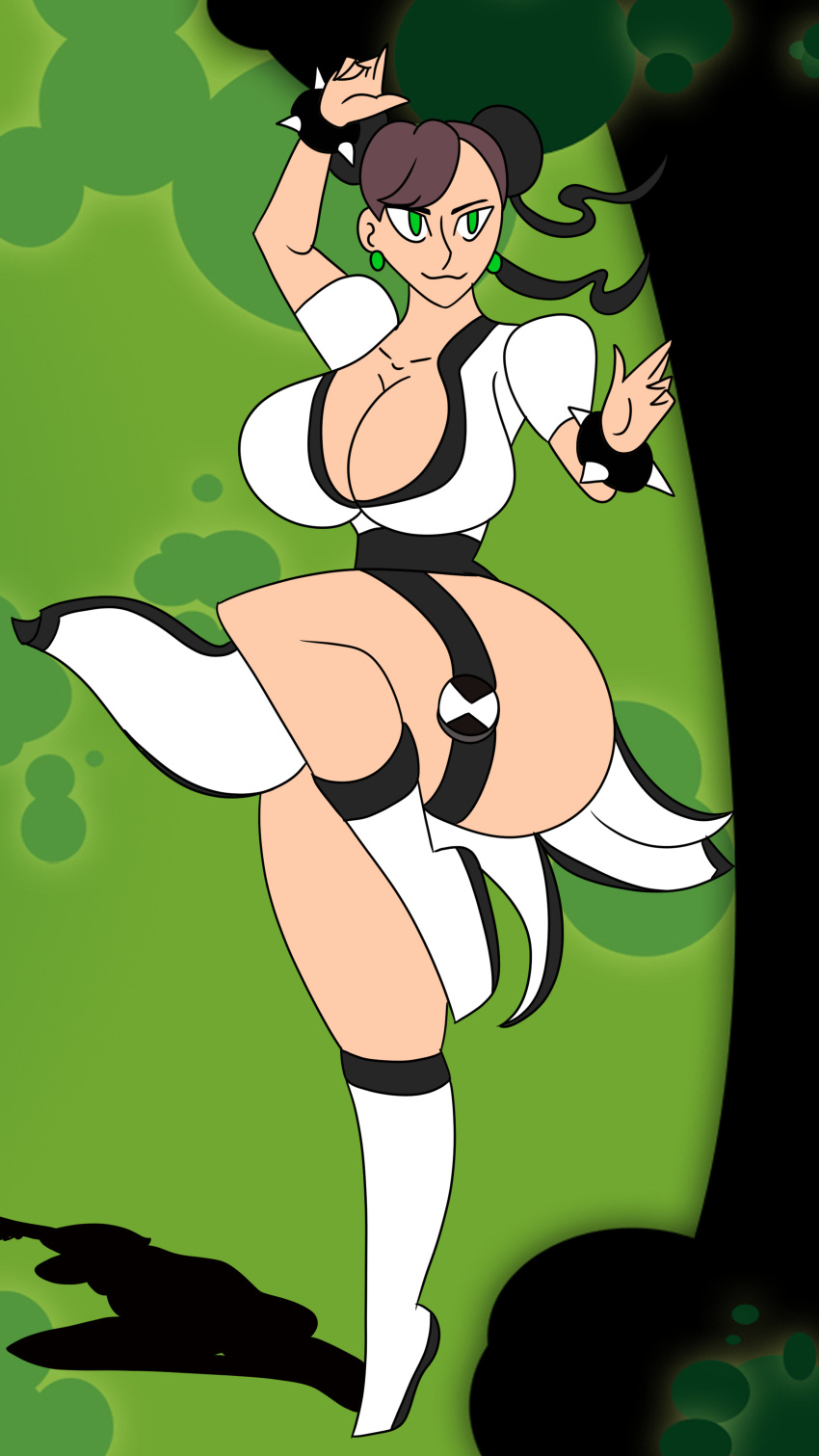 ben_10 ben_tennyson chun-li female female_ben gender_transformation genderswap_(mtf) huge_ass huge_breasts implied_transformation jeppa112 leotard mtf_transformation omnitrix rule_63 street_fighter thick_thighs transformation wide_hips