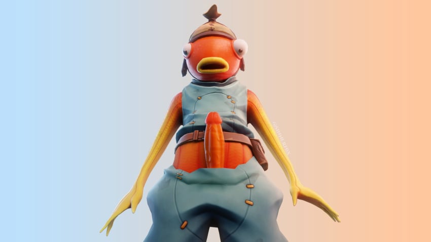 1boy 3d clothed fishstick_(fortnite) fortnite large_penis male_only penis s1nnerfox surprised tagme