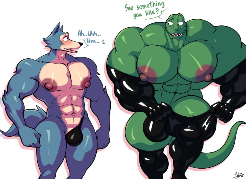 abs age_difference anthro bara barazoku beastars big_bulge big_muscles blush bobthetanuki bulge canid canine canis clothing dialogue duo english_text extrasizedbob gloves gosha_(beastars) grandchild grandfather grandfather_and_grandchild grandfather_and_grandson grandparent grandparent_and_grandchild grandson handwear hi_res huge_muscles hyper hyper_muscles incest komodo_dragon latex_clothing latex_gloves latex_stockings legoshi_(beastars) lizard male male/male male_only mammal monitor_lizard mostly_nude muscular muscular_male nipples pecs reptile scalie text wolf yaoi