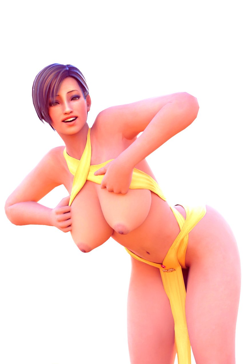 1girls 3d areolae athletic athletic_female big_breasts breasts brown_eyes brown_hair busty dark-skinned_female dead_or_alive female female_focus female_only flashing flashing_breasts hanging_breasts hourglass_figure huge_breasts lisa_hamilton loincloth looking_at_viewer nipples puffy_nipples short_hair sling_bikini solo swimsuit undressing voluptuous wide_hips xeexk