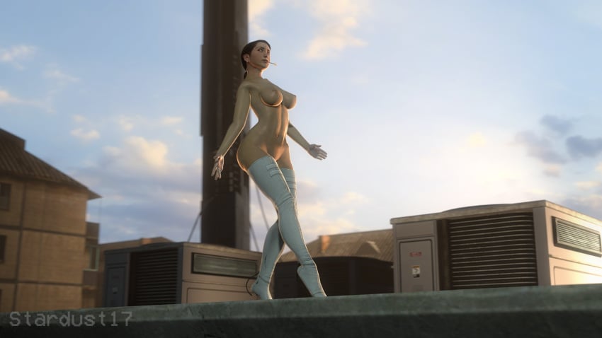 big_breasts big_butt big_hips breasts building city combine combine_assassin feet female female_focus half-life half-life_2 half-life_2_beta nipples outside pose source_filmmaker stardust17