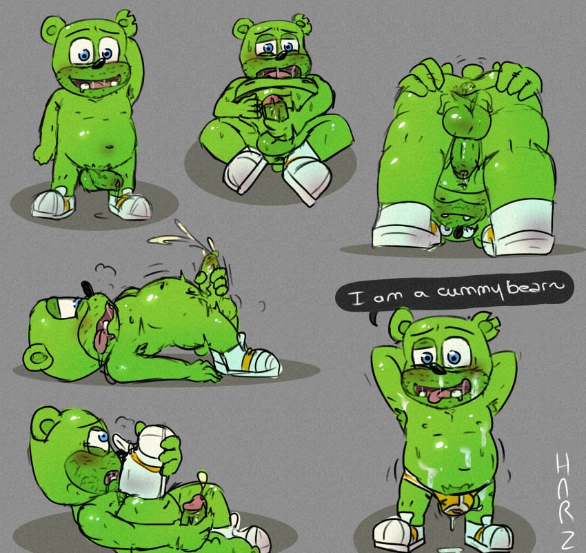 anthro bear furry green_fur gummy_bear gummybear_and_friends harzu male_only masturbation tagme