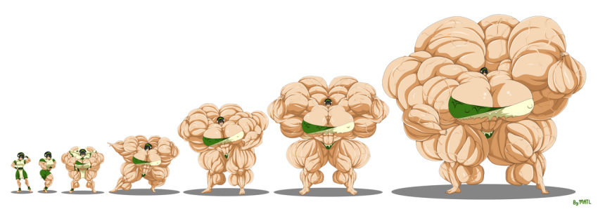 avatar_the_last_airbender female gigantic_breasts hyper_muscles large_breasts matl muscle_growth muscular muscular_female sequence straight_hair swimsuit toph_bei_fong