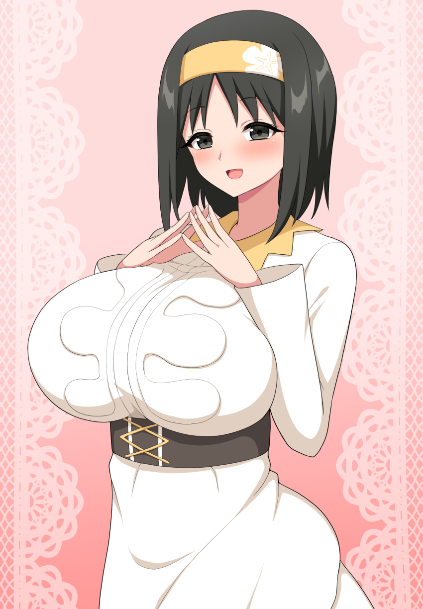 1girls aikome_(haikome) big_breasts black_eyes black_hair blush breasts curvaceous curvy_figure erika_(pokemon) eye_contact female haikome hairband huge_breasts large_breasts looking_at_viewer nintendo pokemon pokemon_rgby short_hair