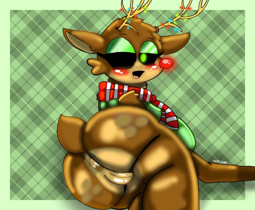 1girls anthro ass ass_focus dessa_(piggy) female female_focus female_only infected_(piggy) non-canon_outfit piggy_(game) pussy red_nose reindeer reindessa_(piggy) roblox_game woflgame