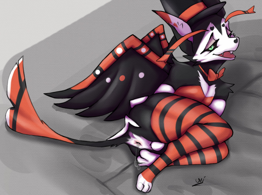 furry hazbin_hotel hi_res husk_(hazbin_hotel) leaking male solo solo_male thighhighs ulithefurry