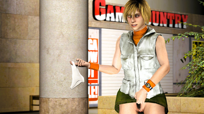 1girls 3d blonde_hair brown_eyes cheryl_mason exhibitionism exposed_pussy female female_only flashing flashing_pussy heather_mason holding_panties mall mktrreekky panties panties_around_finger pubic_hair public public_exposure public_indecency pussy shopping_mall short_hair silent_hill silent_hill_3 skirt skirt_lift smiling smiling_at_viewer sole_female solo_female source_filmmaker teasing teasing_viewer teenage_girl teenager trimmed_pubic_hair vagina white_panties