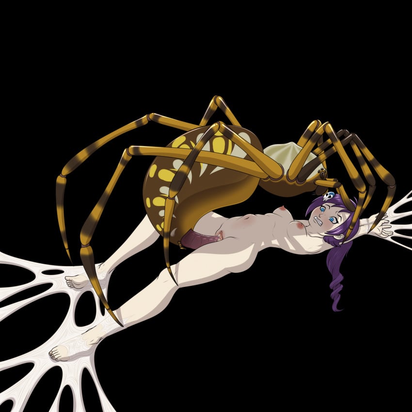 1girls arachnid arthropod arthropod_webbing black_background blue_eyes borrowed_character bound breasts clenched_teeth female feral feral_on_female feral_on_human feralcatalyst hair hi_res human insectophilia interspecies long_hair mammal medium_breasts nipples nude nude_female original ovipositor penetration purple_hair rape restrained spider spider_web spread_legs stomach_bulge teeth trapped vaginal_penetration web_bondage wide_eyed zone-tan