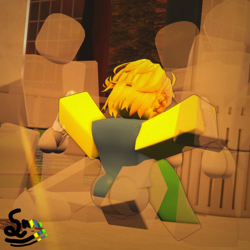 1girls 3d 4boys artist_signature blowjob blue_body fellatio gangbang handjob noob roblox robloxian self_upload smofle2 tagme vaginal_penetration yellow_body