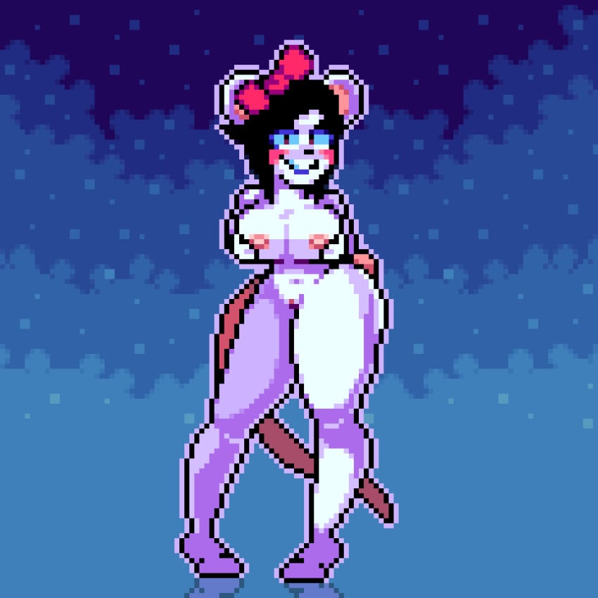 animated anthro big_breasts mouse mouse_girl mouse_humanoid pixel_animation pixel_art showing_breasts vefrog