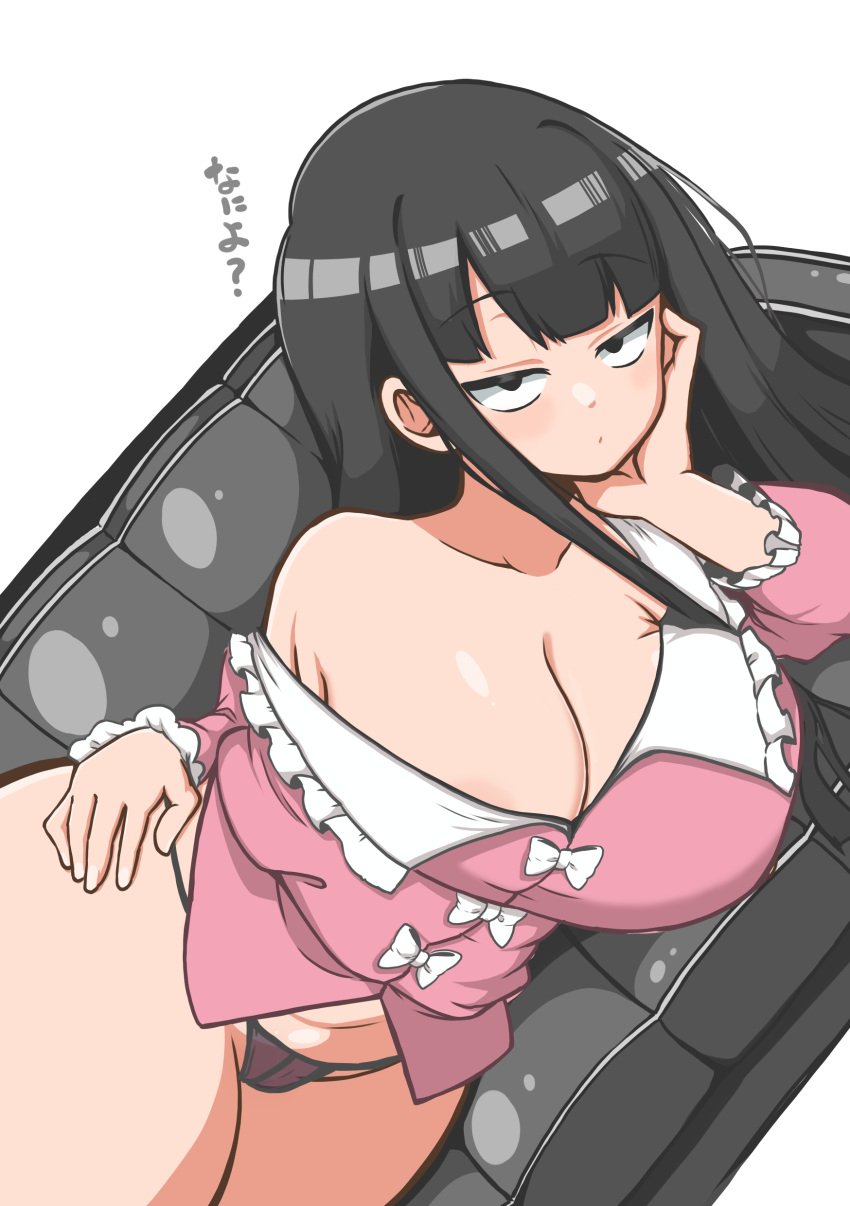 absurdres black_hair black_panties breasts female highres himajin_noizu houraisan_kaguya huge_breasts kaguya_houraisan lingerie panties solo touhou underwear