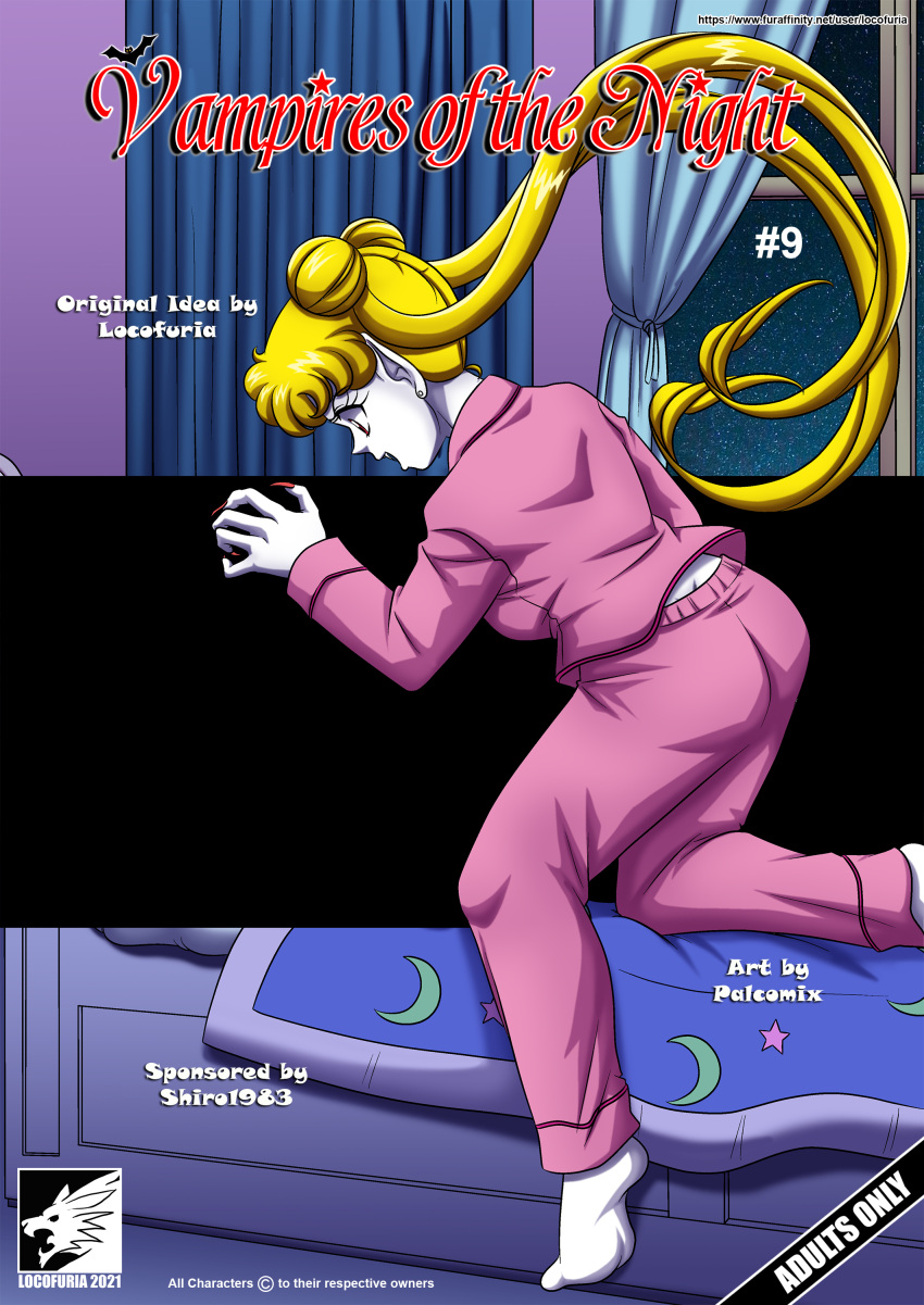 bishoujo_senshi_sailor_moon bite bite_mark clothing corruption enemy_conversion large_ass large_breasts locofuria pajamas small_breasts thick_thighs transformation usagi_tsukino vampire wide_hips