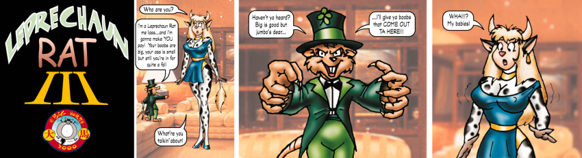 2000 ass_expansion bovine breast_expansion comic cow_girl dialogue fuusenroba inflation leprechaun leprechaun_(series) rat tagme