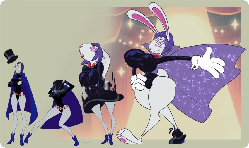 anthro ass_expansion bimbo bimbofication breast_expansion bunny bunny_ears bunny_girl bunny_raven dc eye_color_change female female_only goo_transformation hair_color_change hair_growth high_heel_boots high_heels huge_ass huge_breasts human_to_anthro hypnosis leotard lip_expansion rachel_roth raven_(dc) skin_color_change species_transformation spiral_eyes teen_titans thick_lips thick_thighs thigh_expansion toonification toonvasion toony transformation transformation_sequence white_skin wide_hips