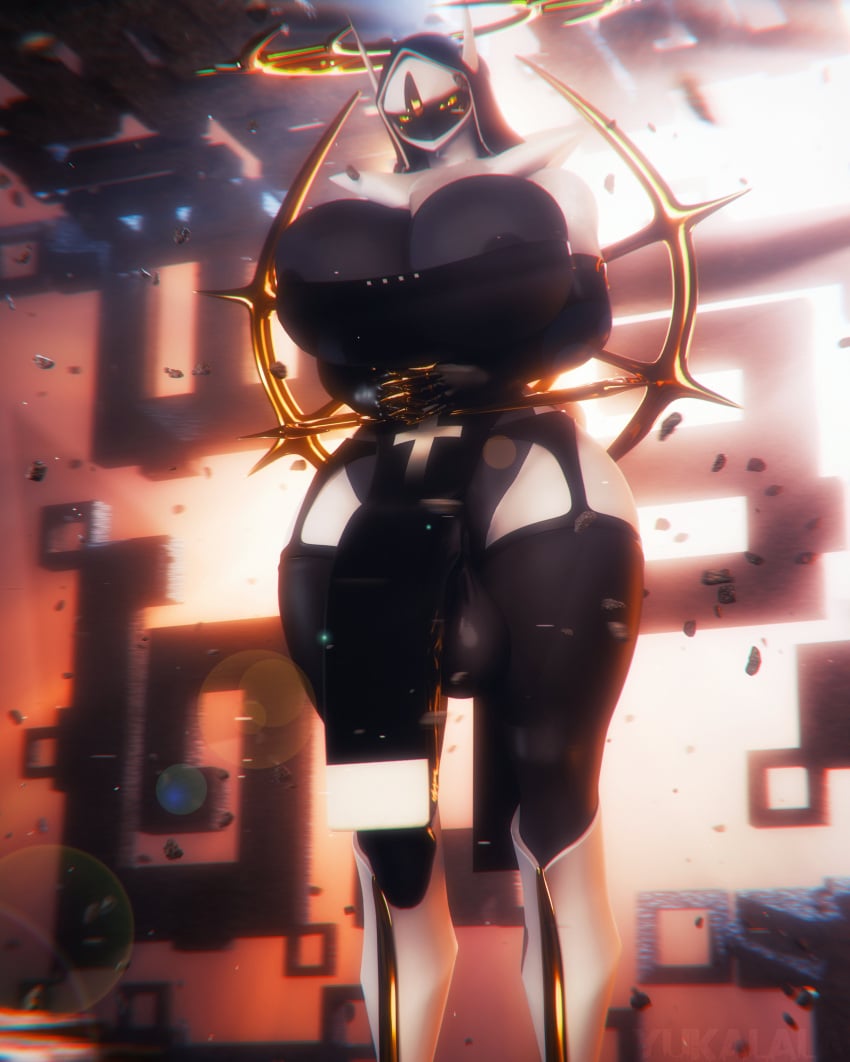 3d_(artwork) absurd_res anthro arceus areola areola_slip balls big_balls big_breasts blender_(artwork) breasts clothing creatures_(company) cross digital_media_(artwork) futanari game_freak gen_4_pokemon generation_4_pokemon genitals gold_(metal) gynomorph hi_res huge_breasts intersex legendary_pokémon legendary_pokemon legwear looking_at_viewer mythical_pokemon nintendo nun_outfit penis penis_poking_out pokémon_(species) pokemon pokemon_(species) pokemon_dppt solo stockings thick_thighs wide_hips yukalala