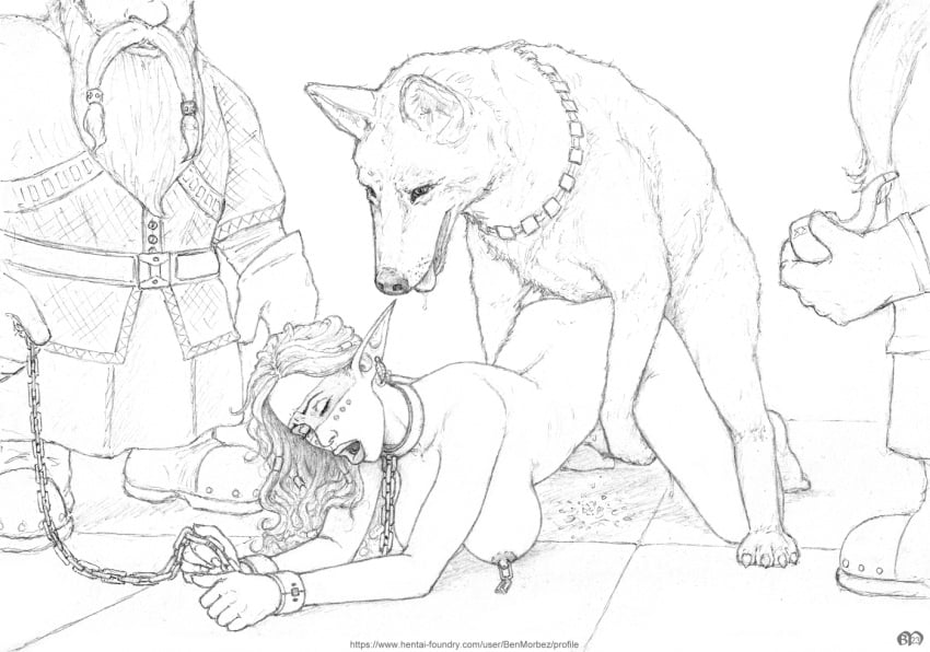 1girls 3boys benmorbez bestiality bondage_with_feral canine doggy_style dwarf dwarf_male elf elf_female elothri female_penetrated feral feral_on_female feral_on_human feral_penetrating feral_penetrating_female feral_penetrating_human human_female humanoid humanoid_on_feral interspecies kitaria leash leash_and_collar light-skinned_female light_skin looking_pleasured nonhuman_male_on_human_female slave slave_collar zoophilia