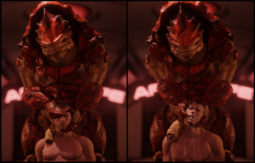 3d 3d_(artwork) after_sex ahe_gao alien before_and_after bodily_fluids cheap-wazoo commander_shepard cum cum_on_chest cum_on_face cum_on_neck cum_on_penis digital_media_(artwork) duo ejaculation eye_roll flaccid foreskin gay genital_fluids genitals hair hi_res holding_head human humanoid_genitalia humanoid_penis imminent_sex interspecies krogan looking_pleasured male male/male male_only mammal mass_effect muscular muscular_male nipples nude open_mouth partially_retracted_foreskin penis sex urdnot_wrex