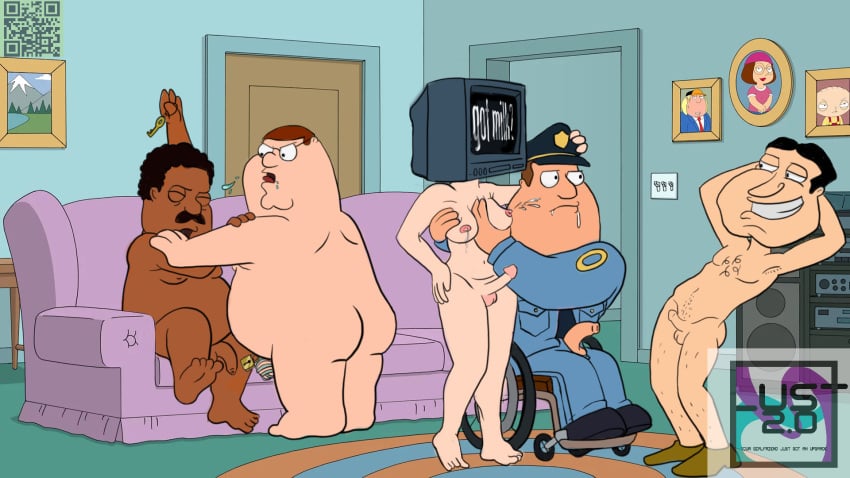 20th_century_fox cleveland_brown family_guy futanari glenn_quagmire joe_swanson lactation lust_2.0 peter_griffin robot_girl