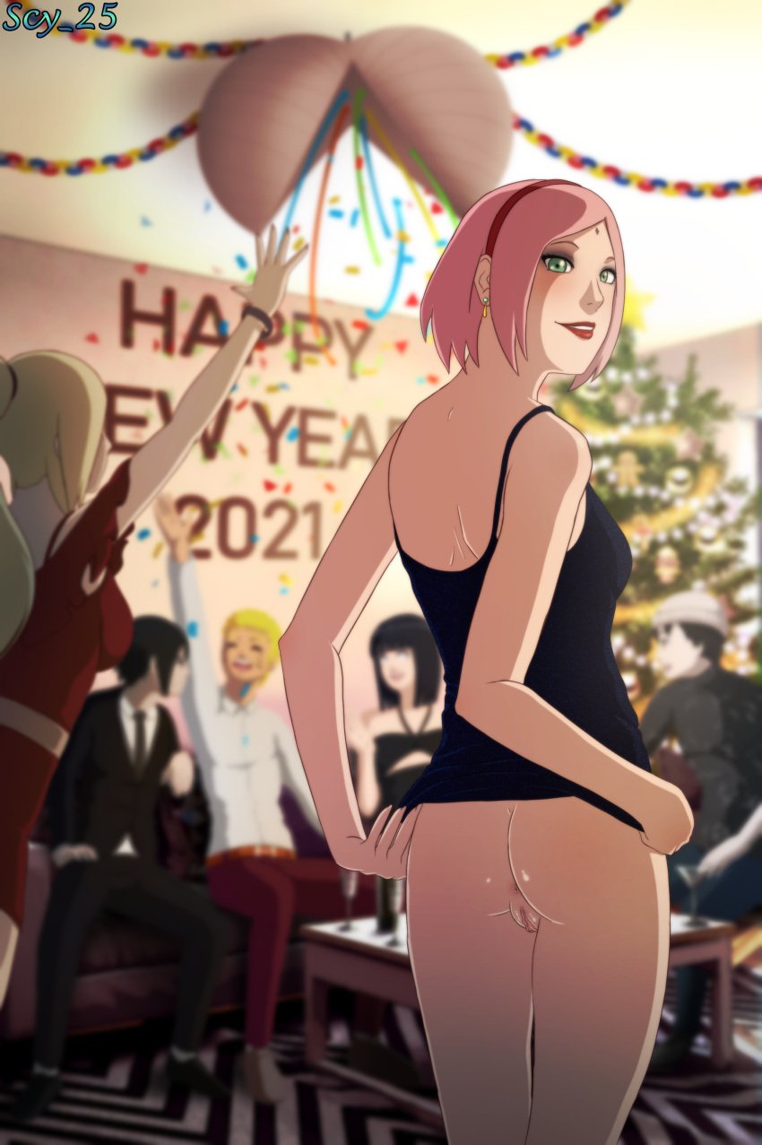 2021 3boys 3girls anus ass black_hair blonde_hair boruto:_naruto_next_generations celebration christmas_tree clothing dress eyeshadow female female_focus green_eyes hat hyuuga_hinata imminent_orgy imminent_sex indoors ino_yamanaka lipstick looking_at_viewer looking_back makeup midriff multiple_boys multiple_girls naruto naruto_(series) new_year pink_hair sai sakura_haruno sasuke_uchiha scy_25 serpentine shirt smiling solo_focus sweater swingers talking uncensored uzumaki_naruto vagina waving wife_swap