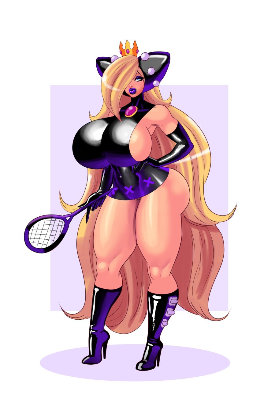 annon armpits big_hair bimbo bimbo_body bimbo_lips bimbofied blonde blonde_female blonde_hair casual casual_nudity clothed female female_only hair_fetish high_heel_boots high_heels huge_ass huge_breasts long_hair mario_(series) mario_tennis no_bra no_underwear pussy sideboob thick_lips thick_thighs underass very_high_heels very_long_hair wapeach wide_hips